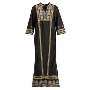 NWT Souk Indigo Mabel Boho Ethic Embroidered Stitch Modest Maxi Dress